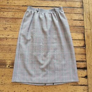 Haberdashery by Leslie Fay Vintage Glen Check Red Plaid‎ Skirt Petite Size 10